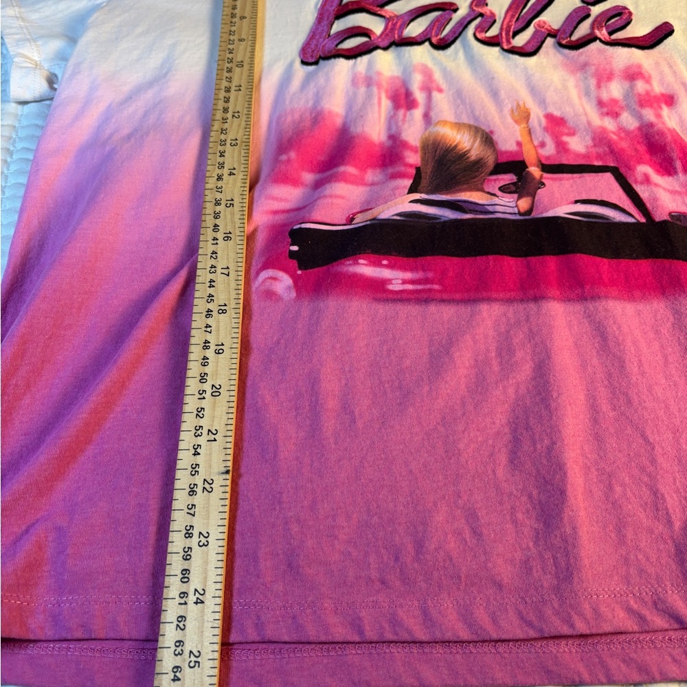 Barbie Dip Dye Pink Graphic Tee Shirt XXL Embroidered Logo Y2K Casual - Picture 5 of 6